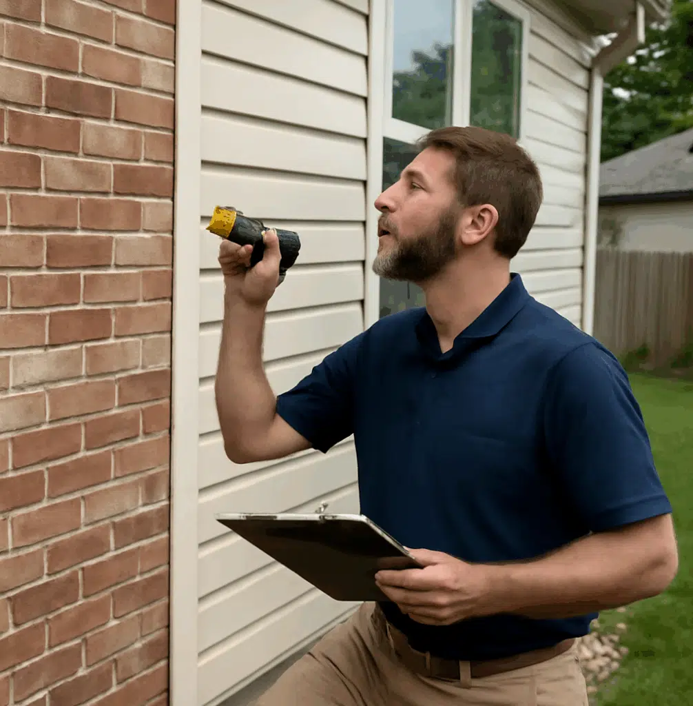Certified home inspector performing a detailed inspection of a Longmont, CO home.